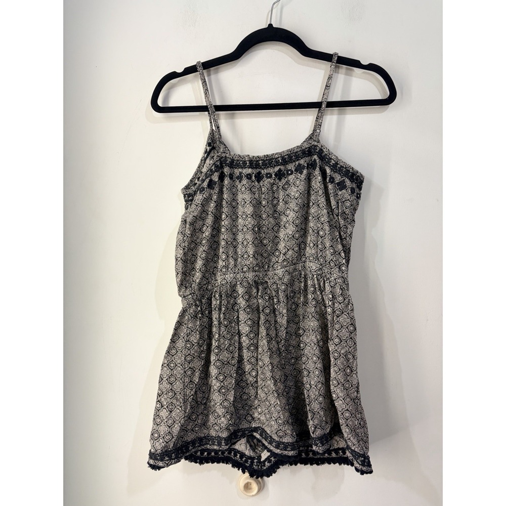 American Eagle Boho Romper Medium Tassel Lace Trim Printed Festival M - Picture 6 of 6